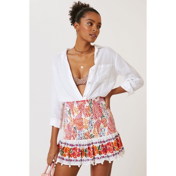 NEW Anthropologie Farm Rio Spring Bananas Mini Skirt Medium - Picture 1 of 17